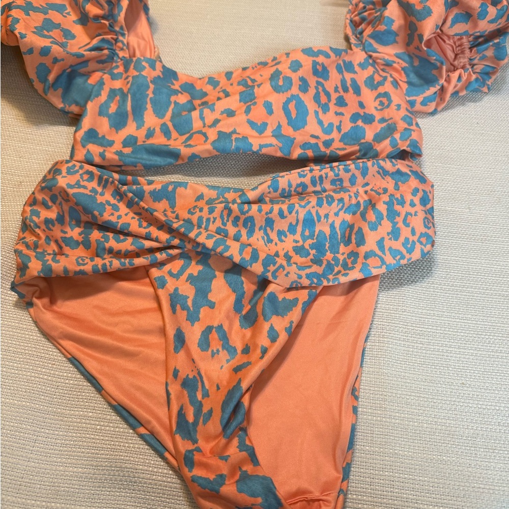 Agua by Agua Bendita Vibrant Orange and Blue Bikini